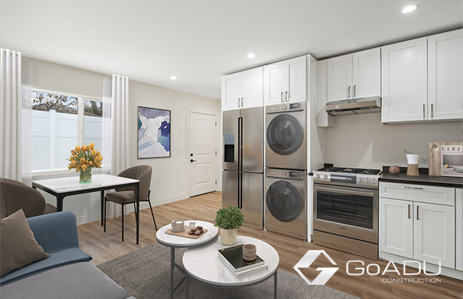 Go ADU Los Angeles interior living room and kitchen