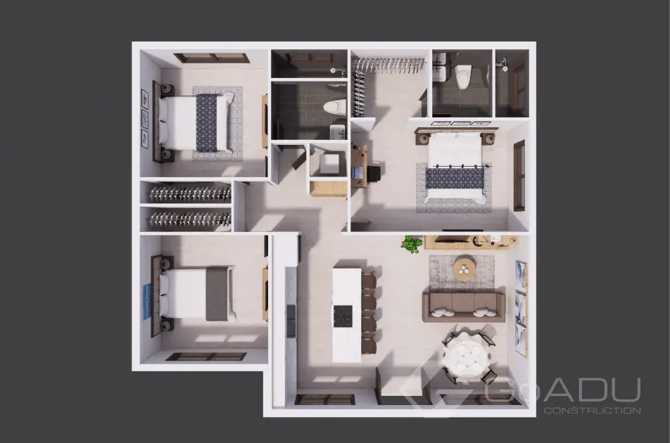 Three-Bedroom, Two-Bath ADU Design&nbsp;