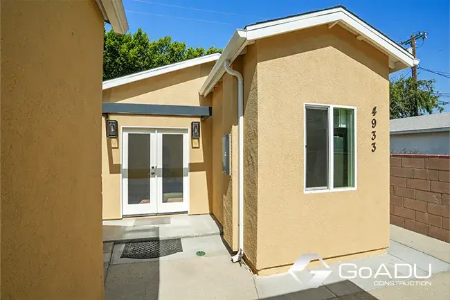 New, detached 1-bedroom garage conversion ADU built by GoADU in North Hollywood, exterior